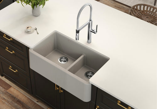 Blanco Ikon 33 1 3/4 Low Divide Apron Front Sink - Volcano Grey