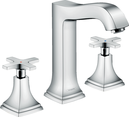 Metropol Classic Widespread Faucet 160 with Cross Handles and Pop-Up Drain, 1.2 GPM