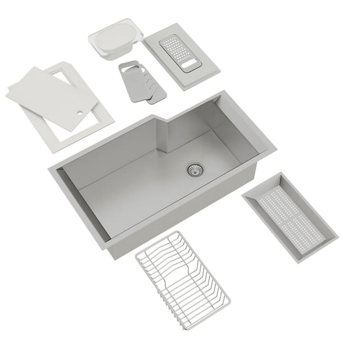 Rohl Culinario Single Bowl Stainless Steel Kitchen Sink With Accessories - Brushed Stainless Steel - RGKKIT3016SB