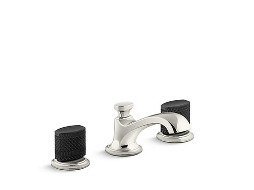 SINK FAUCET, LOW SPOUT, MATTE BLACK PORCELAIN KNOB HANDLES