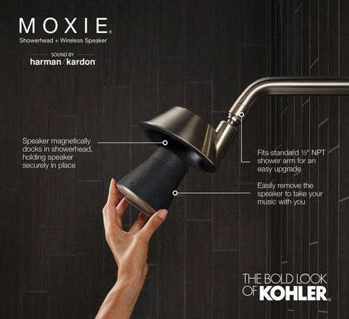 Kohler Moxie Showerhead With Wireless Speaker - Matte Black