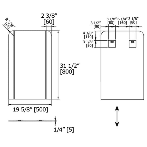 Mirror with Parallel Frosted Side Trim M00561